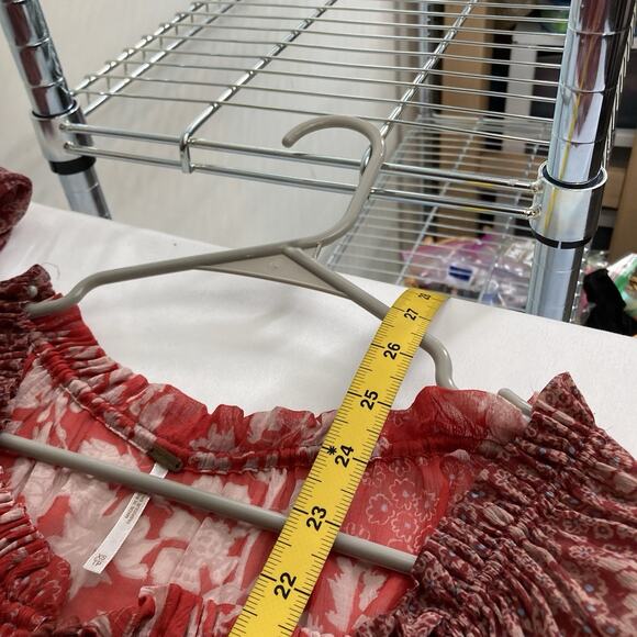 Free People Women's Red Hendrix Patchwork‎ Top Size XS Flowy Boho Oversized - Picture 3 of 9